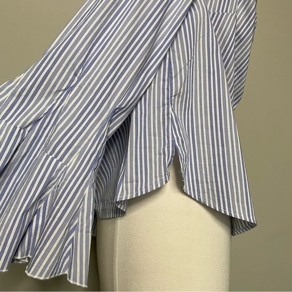 Free People March To The Beat Off The Shoulder Striped Button Down Blouse, Large - Picture 7 of 13